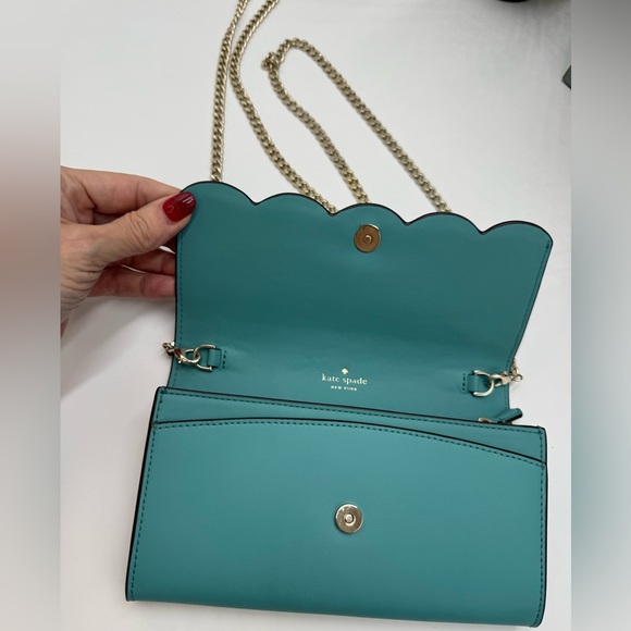 Kate Spade Gemma wallet on a chain crossbody bag in a teal - Picture 8 of 9